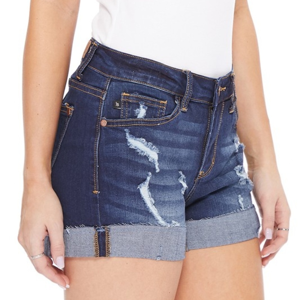Mid Rise Destroyed Jean Shorts - Picture 3 of 4
